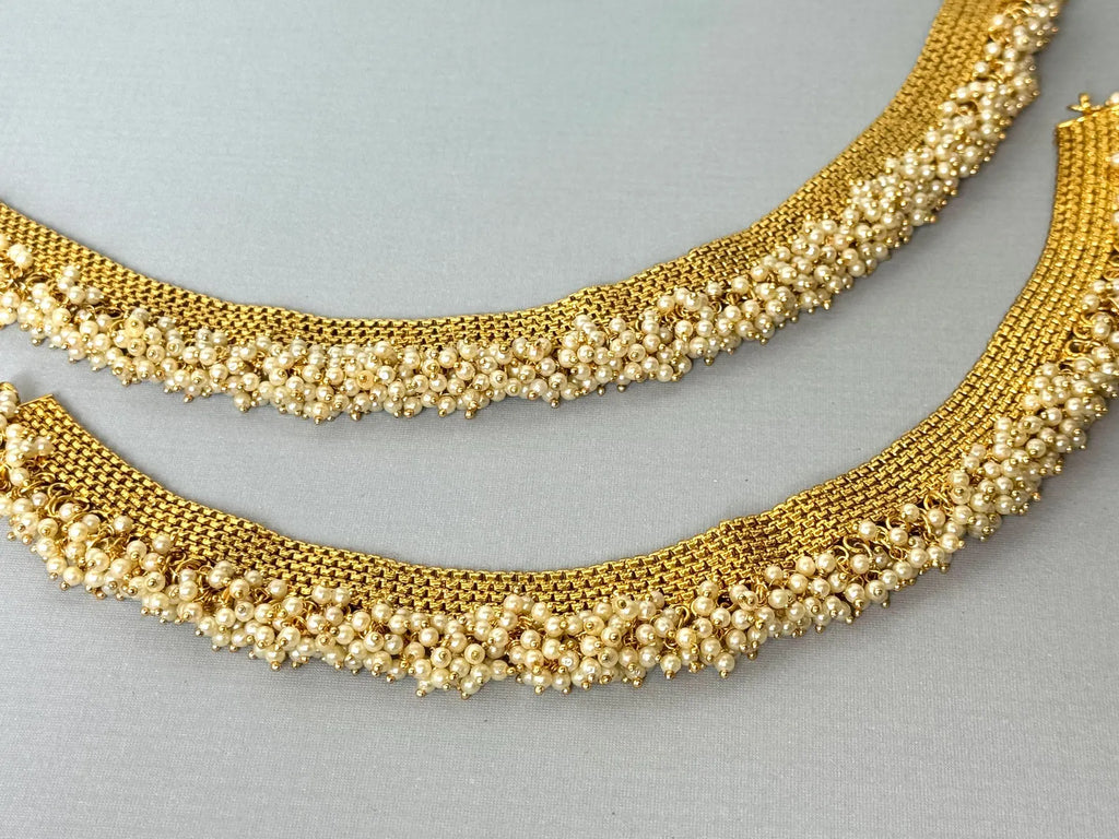 Bridal payal gold plated pearls payal traditional payal gungaroo payal fancy golden payal jhanjhar bridal payal anklet indian classic payal
