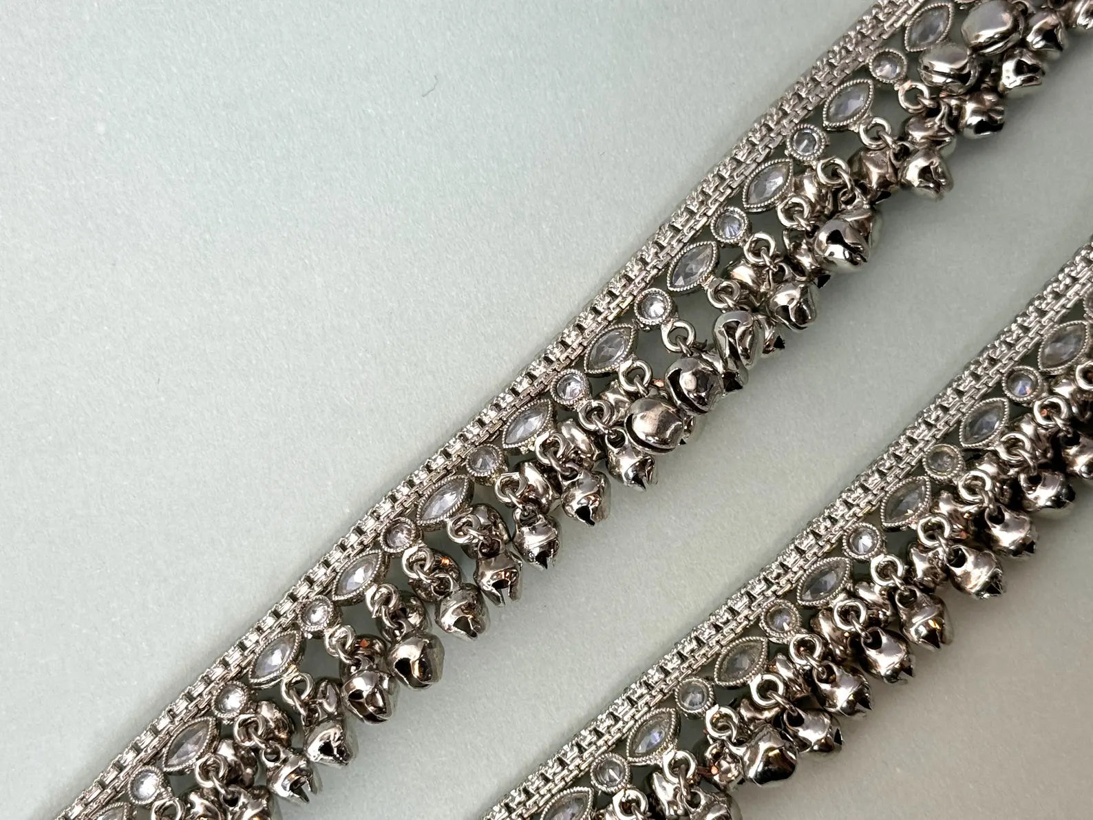 Indian Payal silver ghungaroo plated anklet pearls payal traditional payal classic payal fancy reverse ad jhanjhar silver anklet indian