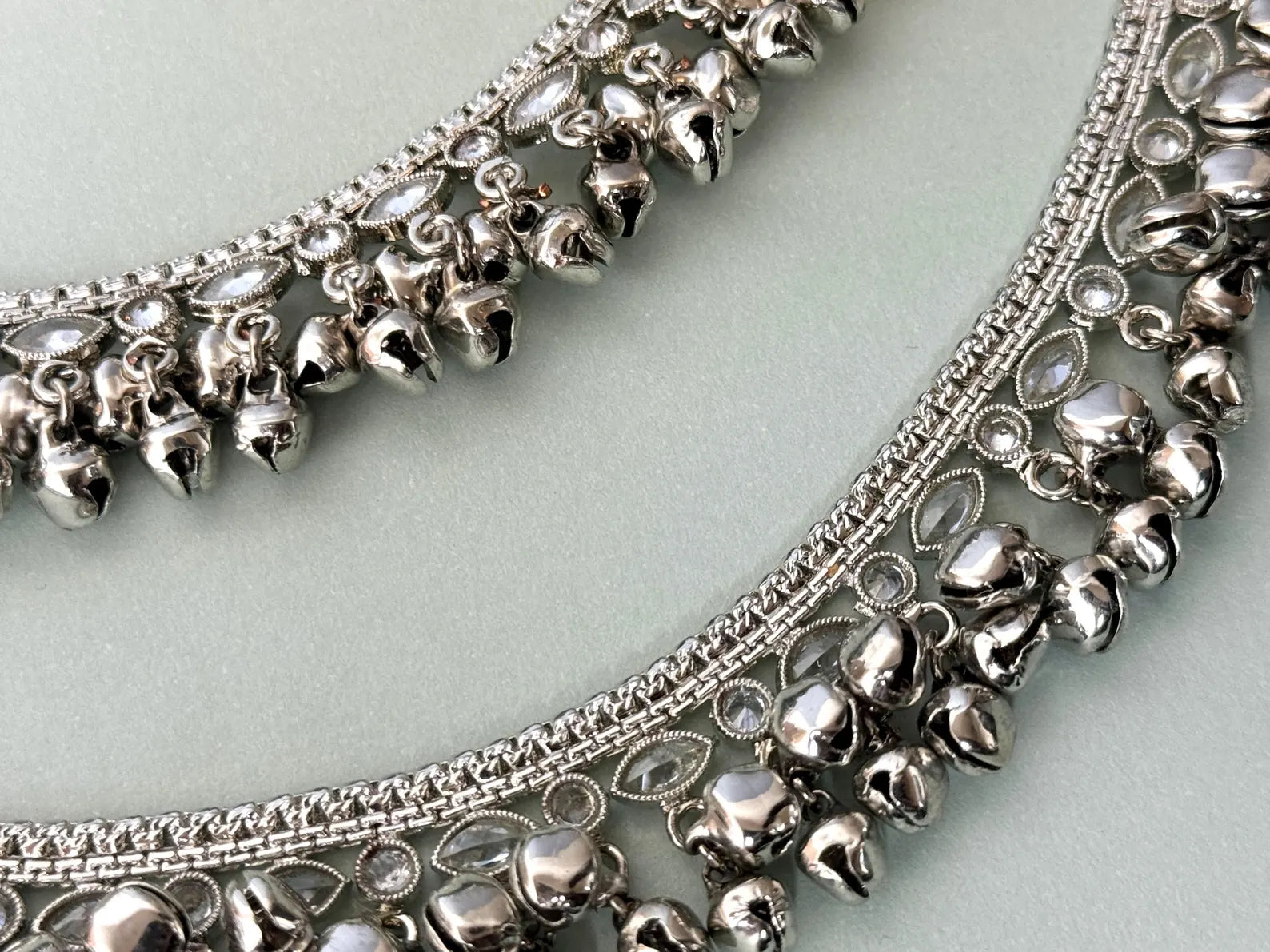 Indian Payal silver ghungaroo plated anklet pearls payal traditional payal classic payal fancy reverse ad jhanjhar silver anklet indian