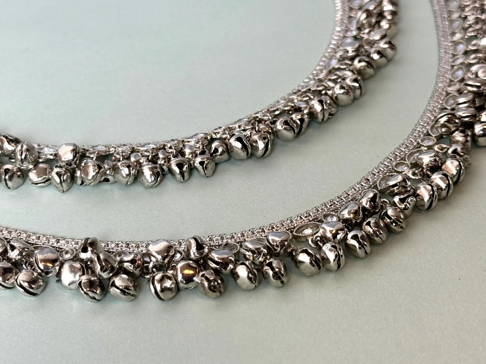 Indian Payal silver ghungaroo plated anklet pearls payal traditional payal classic payal fancy reverse ad jhanjhar silver anklet indian