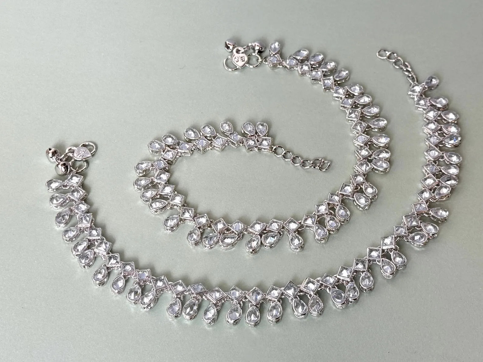 Indian Payal silver ghungaroo plated anklet pearls payal traditional payal classic payal fancy reverse ad jhanjhar rhinestone payal