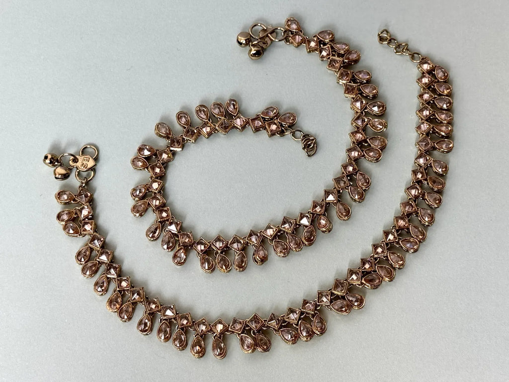 Indian Payal gold plated anklet reverse Ad payal traditional payal classic payal fancy reverse ad jhanjhar rhinestone payal