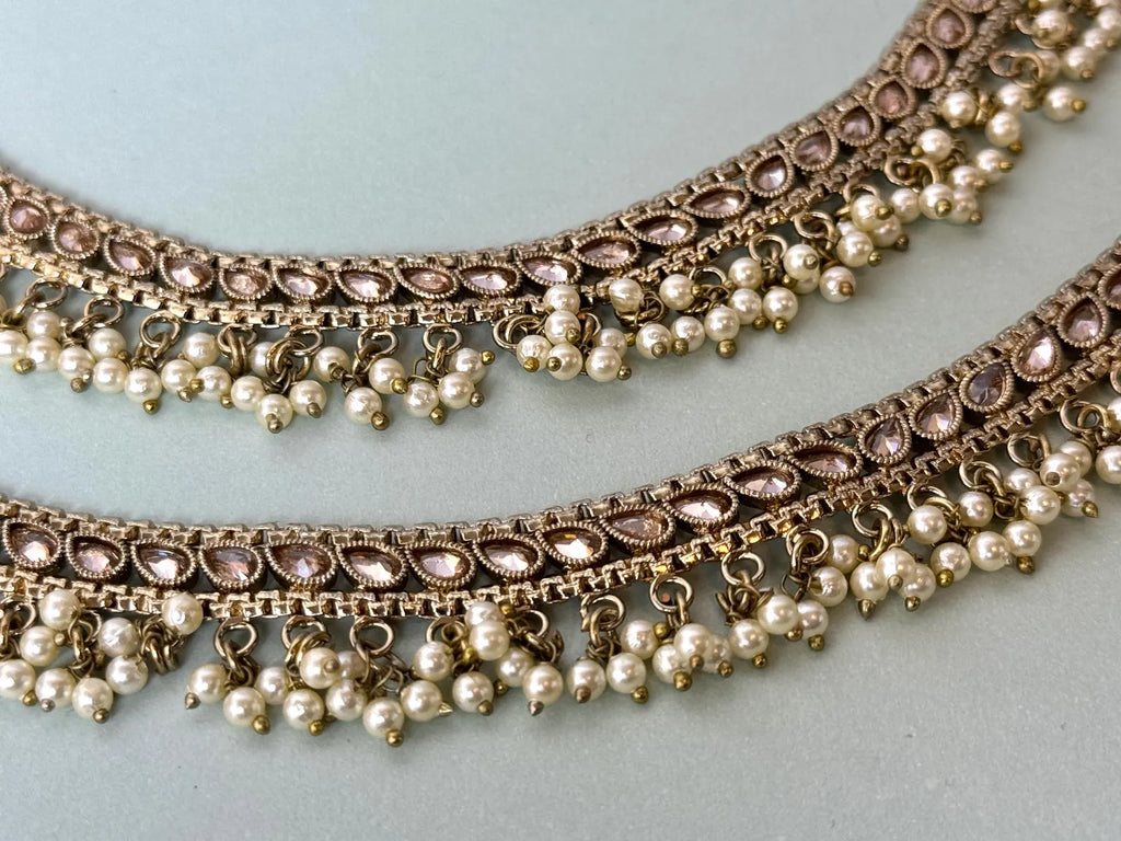 Antique Gold Indian Payal gold plated anklet reverse Ad payal traditional payal