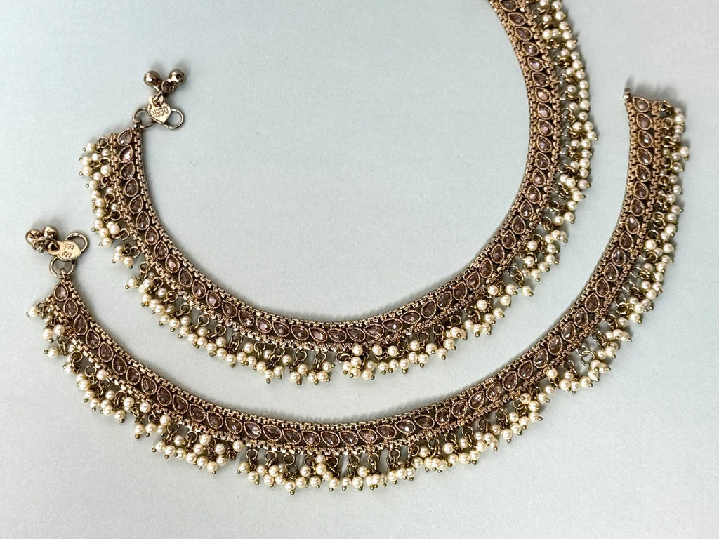 Antique Gold Indian Payal gold plated anklet reverse Ad payal traditional payal