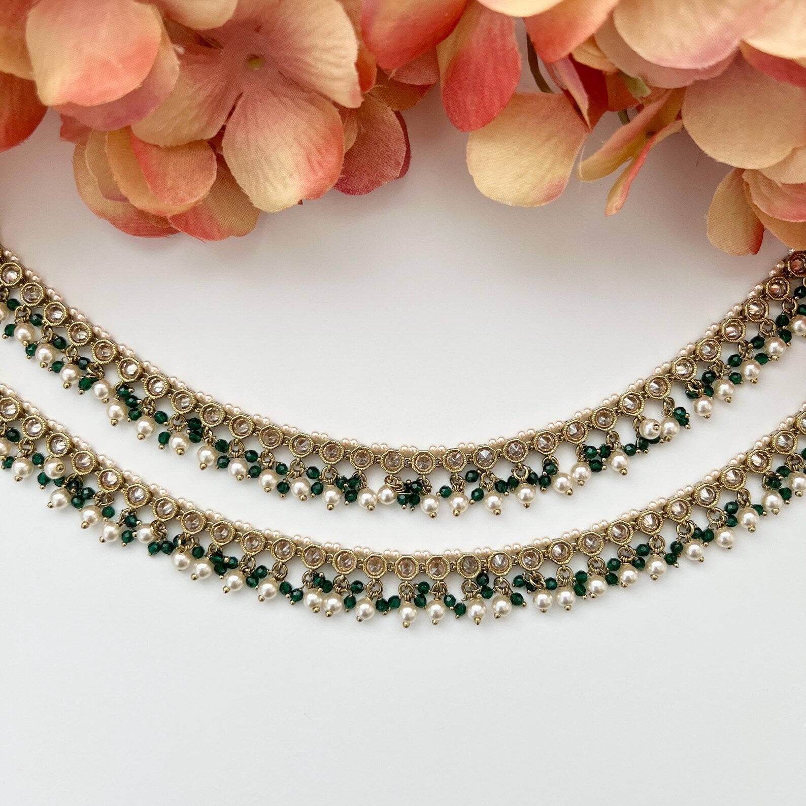 Gold Moti Anklet Payal Simple Pearl Temple Anklet Payal Jhanjran Panjeb Boho