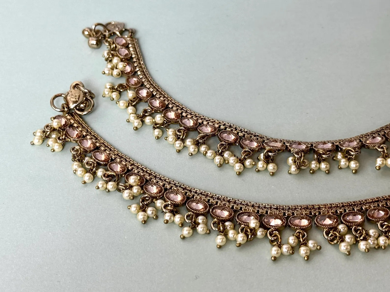 Antique Gold Indian Payal gold plated anklet reverse Ad payal traditional payal classic payal fancy reverse ad jhanjhar rhinestone payal