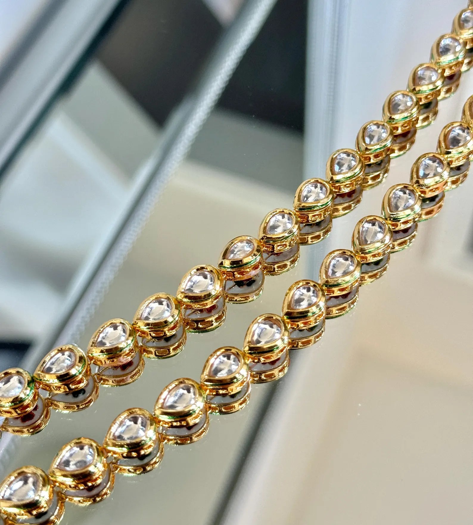 Kundan Classic Payal With Gold Plating and Bells  Indian Jewelry, Gold Kundan Anklet, Kundan Jhanjar, Kundan Sheeshphool, Gold Matha Patti