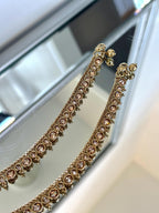 Polki Antique Gold Jhanjar with Bells Gift Set  Gift for Wife, Gold Anklets, Antique Gold Payal, Polki Payal, Sheeshphool, Indian Jewelry