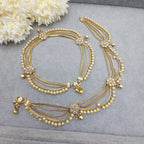 Gold Plated Polki Anklets, Indian Payal, Jhanjar, Traditional Jewelry, Bridal Accessory Wedding Gift, Four Layer Payal, Gift for Her