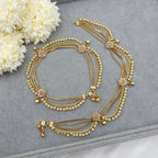 Gold Plated Polki Anklets, Indian Payal, Jhanjar, Traditional Jewelry, Bridal Accessory Wedding Gift, Four Layer Payal, Gift for Her