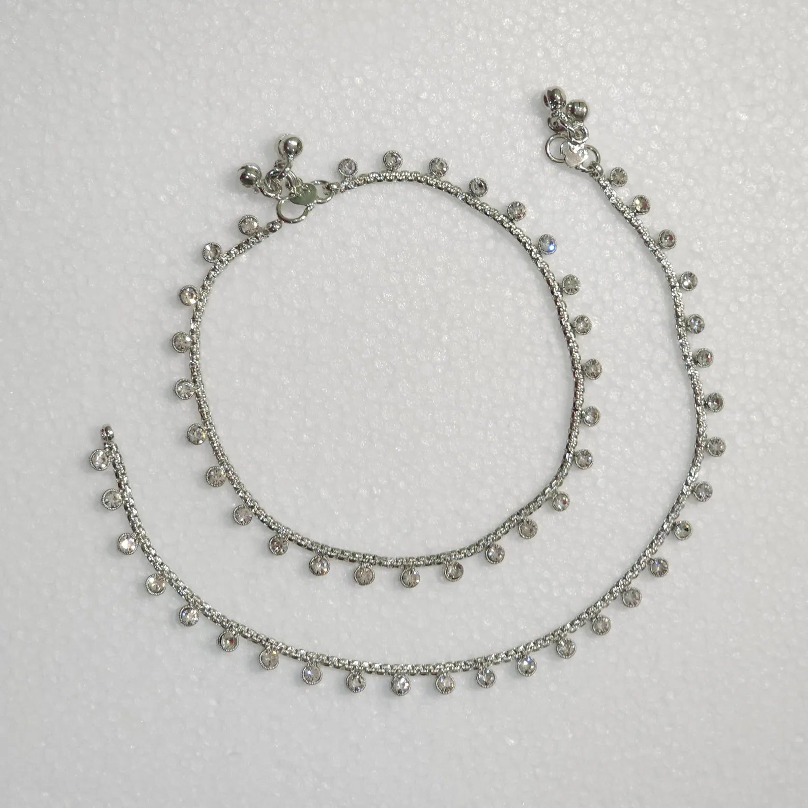 Silver Plated Polki Anklet, Payal for Women, Ankle Bracelet, Jhanjar, Trendy Jewelry