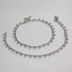 Silver Plated Polki Anklet, Payal for Women, Ankle Bracelet, Jhanjar, Trendy Jewelry