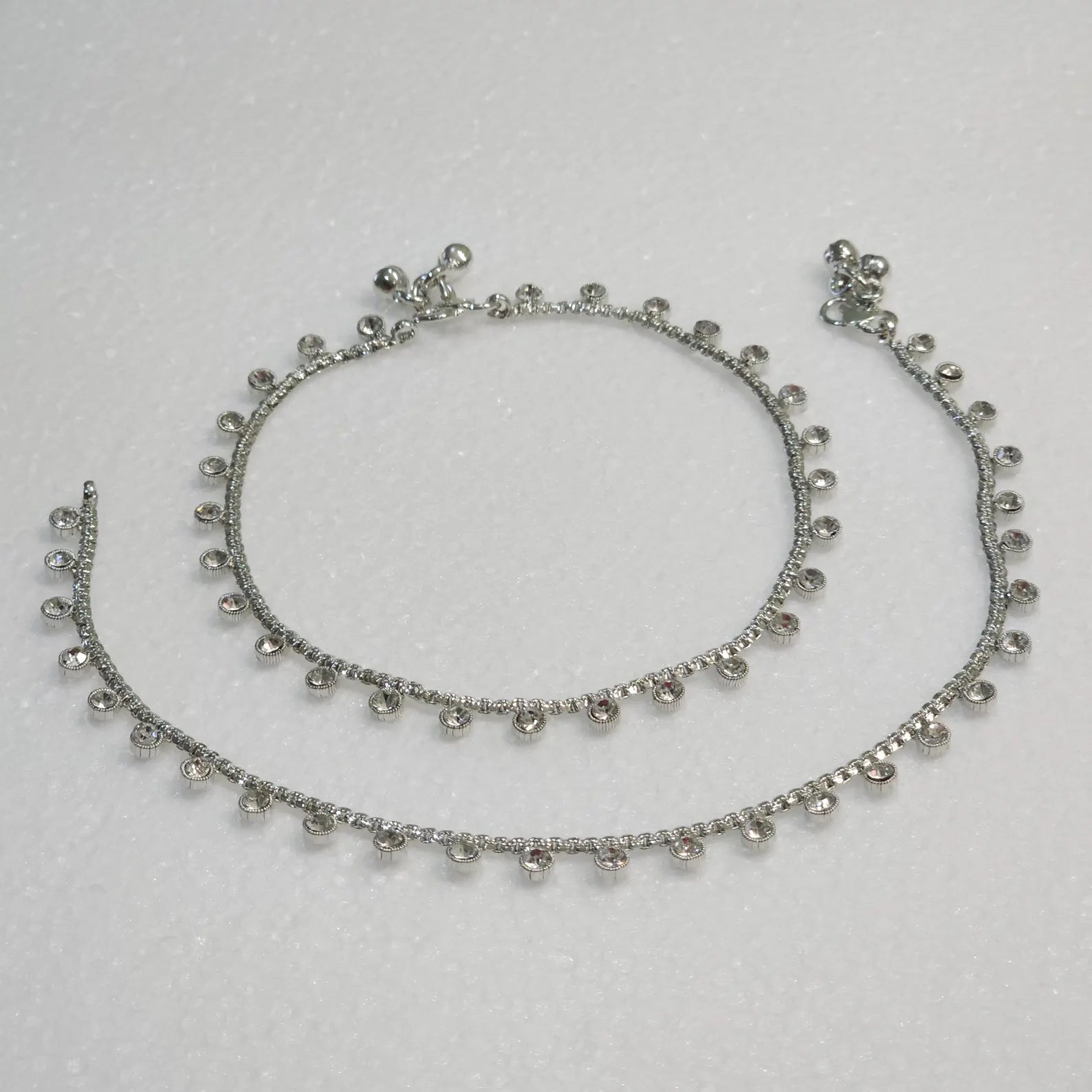 Silver Plated Polki Anklet, Payal for Women, Ankle Bracelet, Jhanjar, Trendy Jewelry