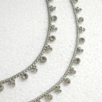 Silver Plated Polki Anklets, Stunning Indian Payal Jhanjar Pair Full Silver Jewelry Bridal Gift for Her