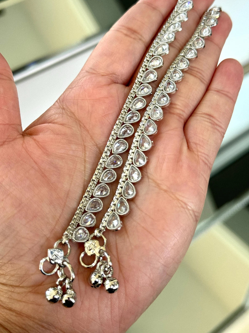 Silver Classic Payal With Rhodium Plating and Bells  Silver Jhanjar, Indian Jewelry, Silver Anklet, Silver Sheeshphool, Silver Matha Patti