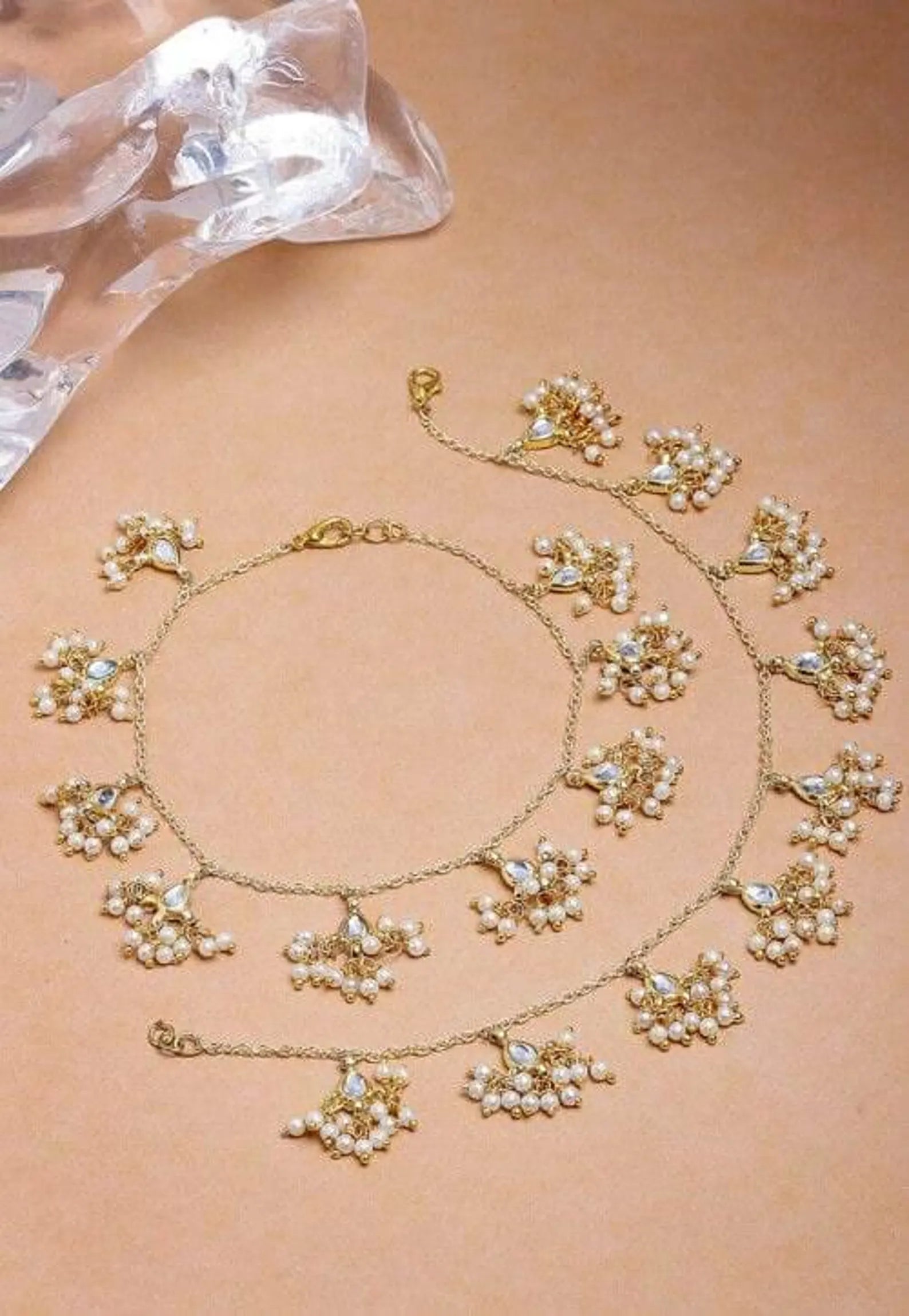 Anklets Payal Foot Bracelet Indian Gold pair Anklets Foot Bracelet Payal Jhanjar Jewelry JewelleryTraditional Bollywood Panjeb Jewelry