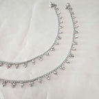 Silver Plated Polki Anklets, Stunning Indian Payal Jhanjar Pair Full Silver Jewelry Bridal Gift for Her