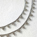 Silver Plated Polki Anklets, Stunning Indian Payal Jhanjar Pair Full Silver Jewelry Bridal Gift for Her