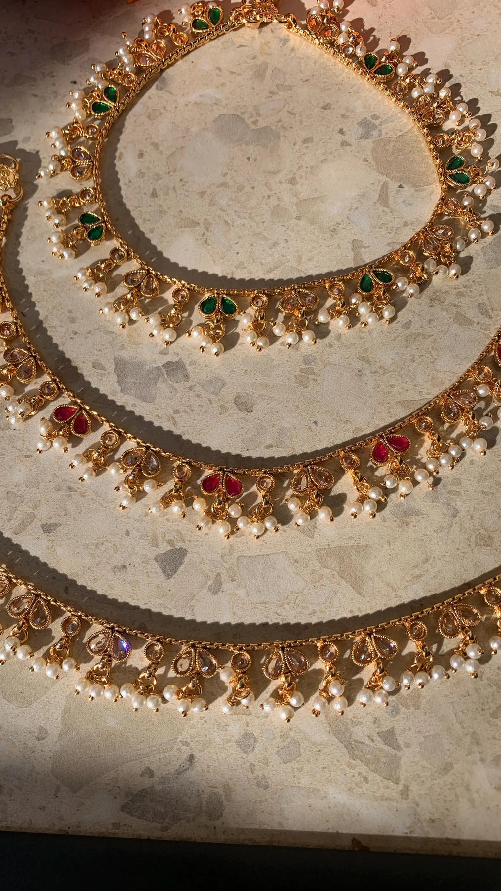 Meena Payals feet accessory anklets golden polish polki payaldainty ankletIndian JewelryPakistani Jewellerypearl payal pearl anklet