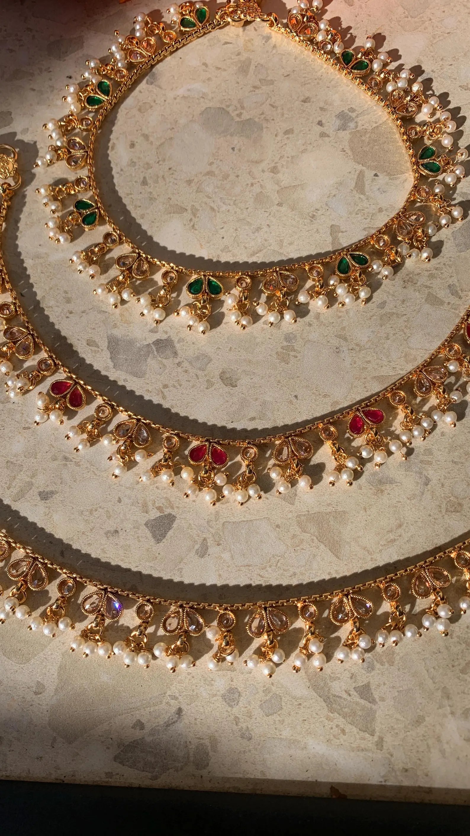 Meena Payals feet accessory anklets golden polish polki payaldainty ankletIndian JewelryPakistani Jewellerypearl payal pearl anklet