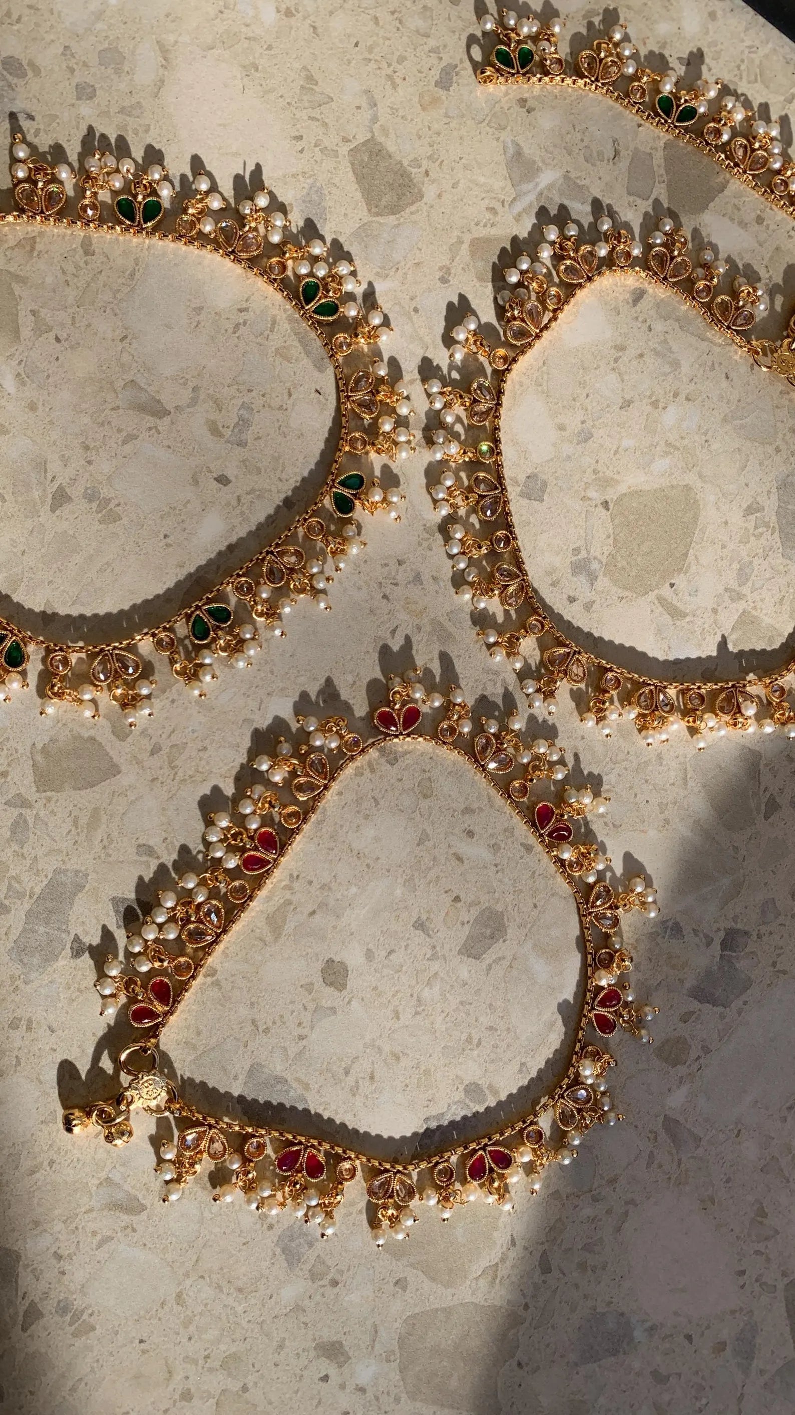 Meena Payals feet accessory anklets golden polish polki payaldainty ankletIndian JewelryPakistani Jewellerypearl payal pearl anklet