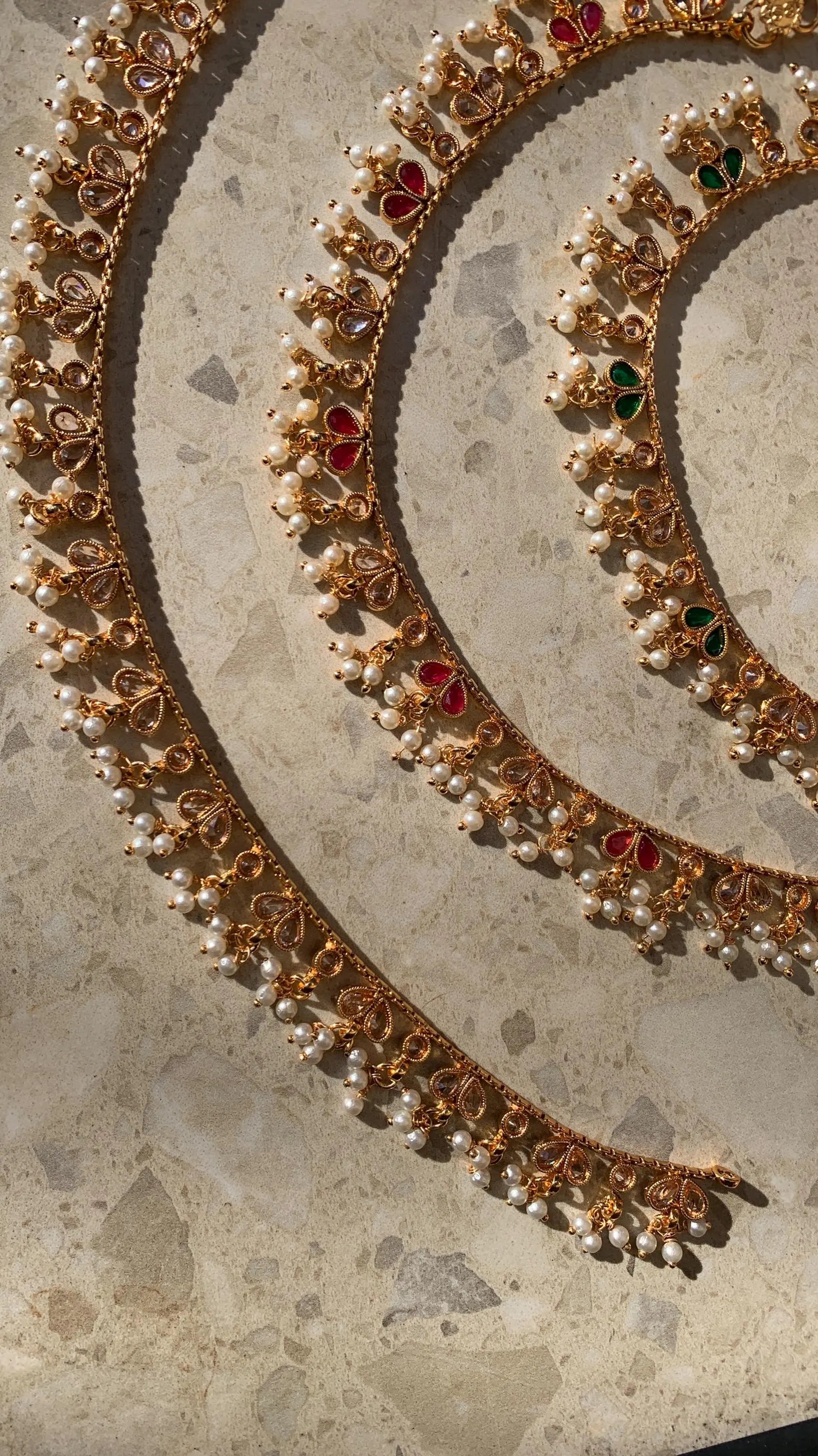 Meena Payals feet accessory anklets golden polish polki payaldainty ankletIndian JewelryPakistani Jewellerypearl payal pearl anklet