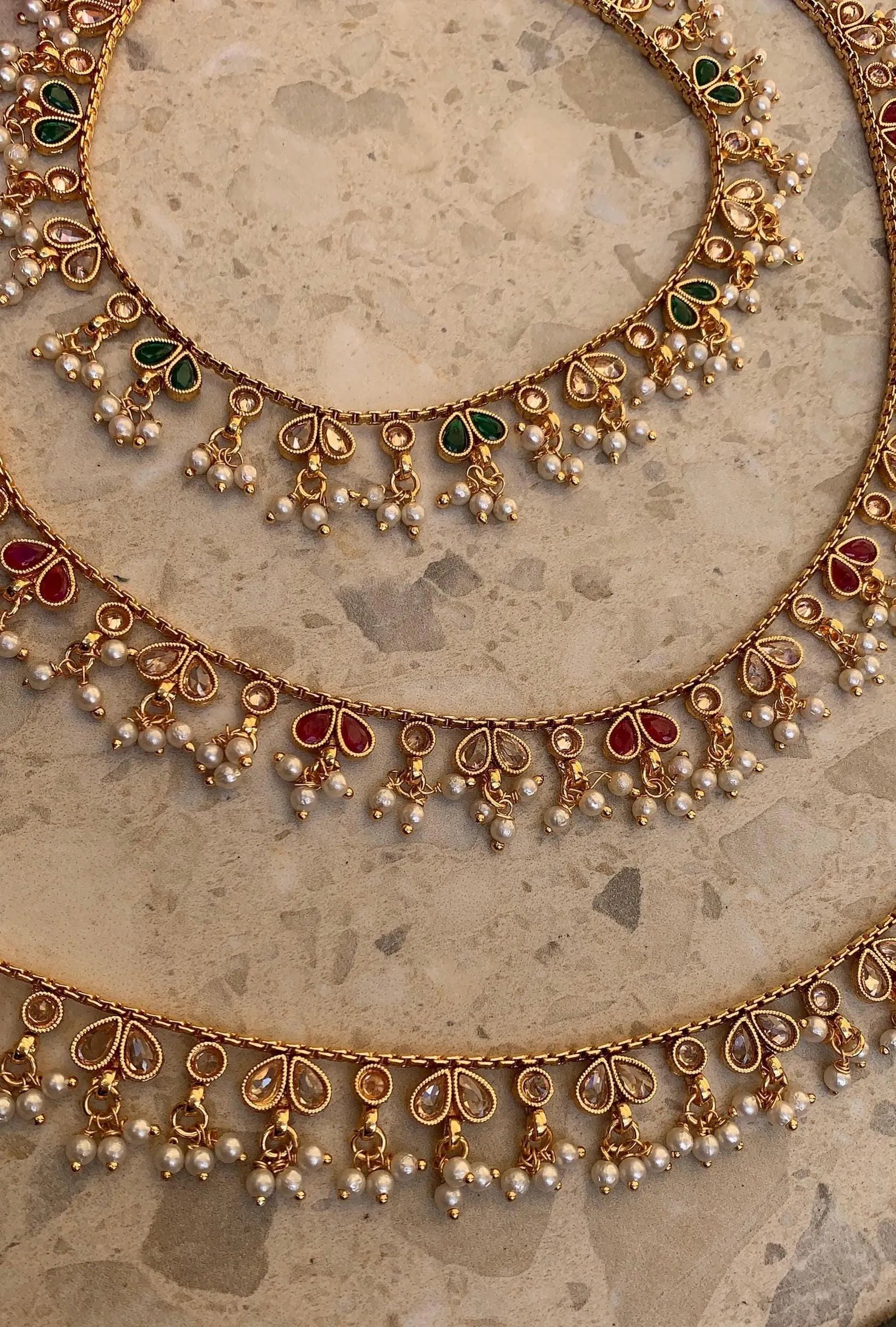 Meena Payals feet accessory anklets golden polish polki payaldainty ankletIndian JewelryPakistani Jewellerypearl payal pearl anklet