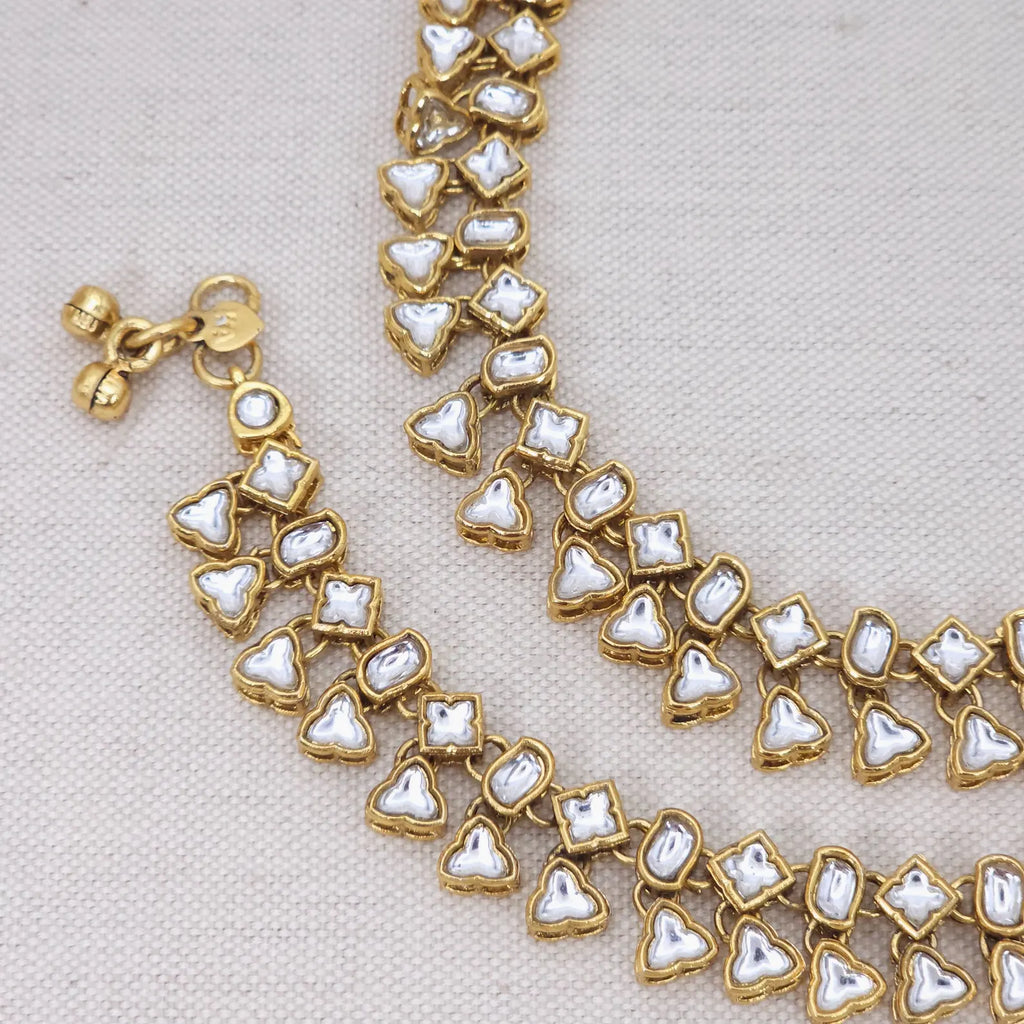Amisha Gold Plated Kundan Chain Anklet  Indian Bridal Payal  Dainty Tradition & Boho Ankle Bracelet Gift for Her