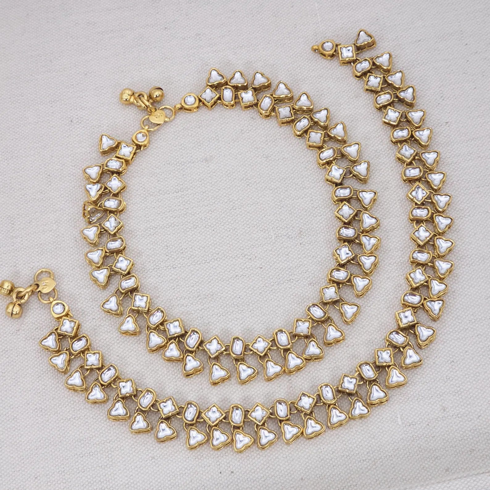 Amisha Gold Plated Kundan Chain Anklet  Indian Bridal Payal  Dainty Tradition & Boho Ankle Bracelet Gift for Her