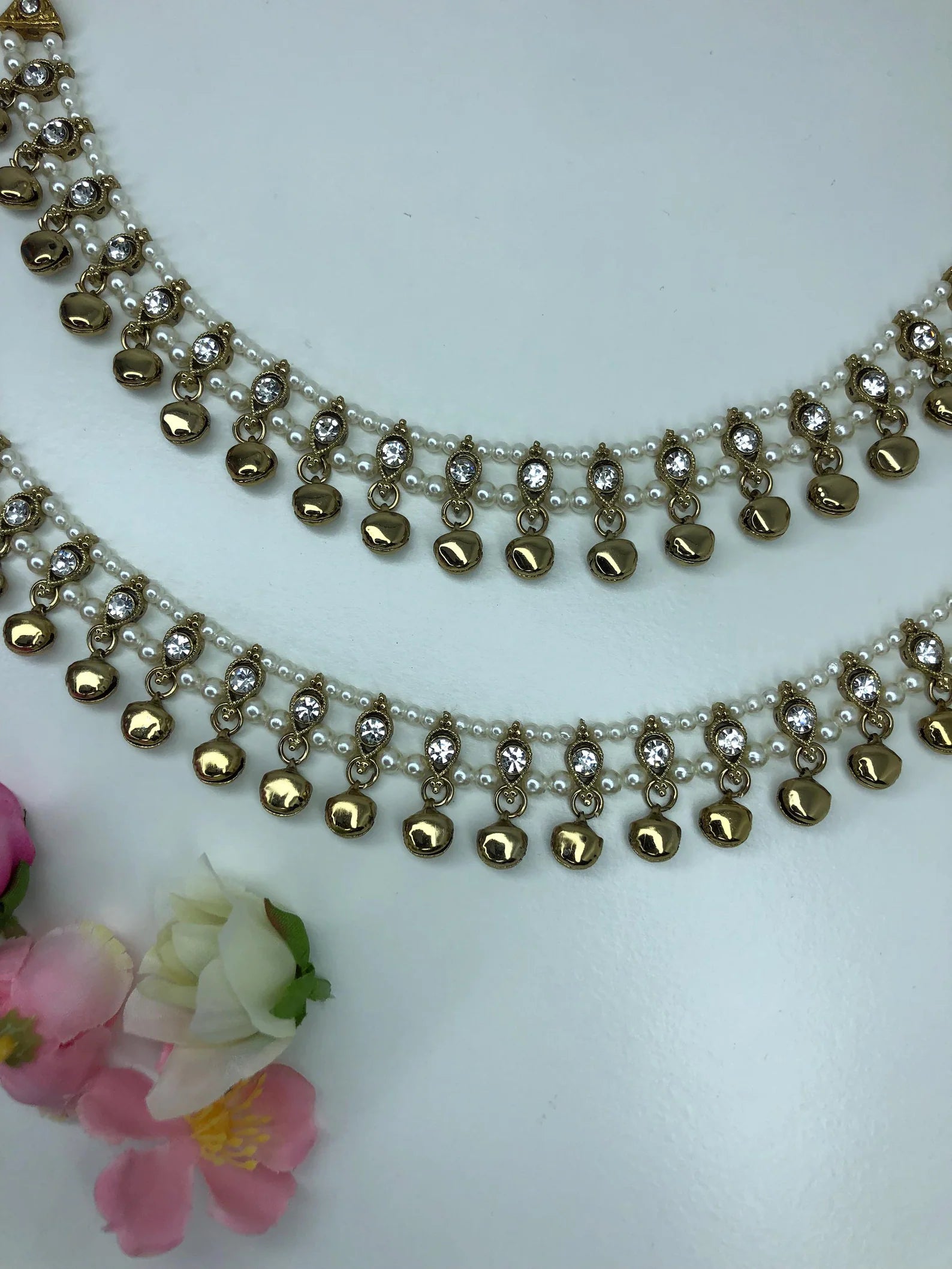 Anklets Pair With White StoneAdjustable Size Ghungroo Anklets JhanjranPunjebanPayal