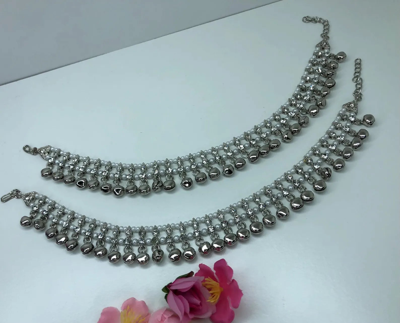 Anklets Pair in silver Colour with Ghungroo Adjustable sizePayalPunjebanJhanjranPremium Quality