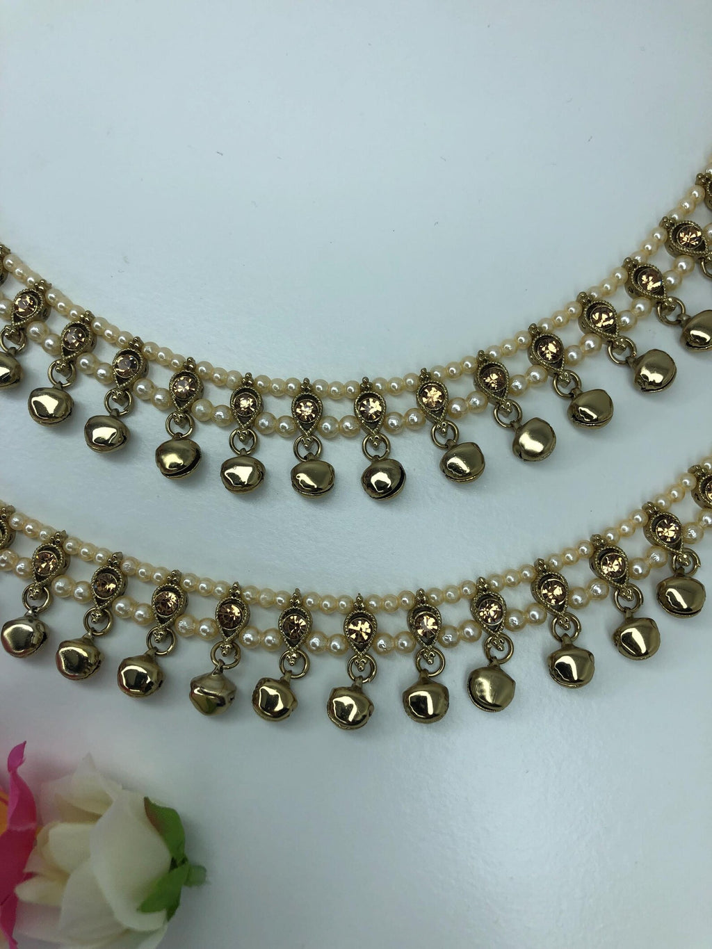 Antique Stone Anklets Pair Adjustable SizePayalJhanjranPunjebanPremiu Quality