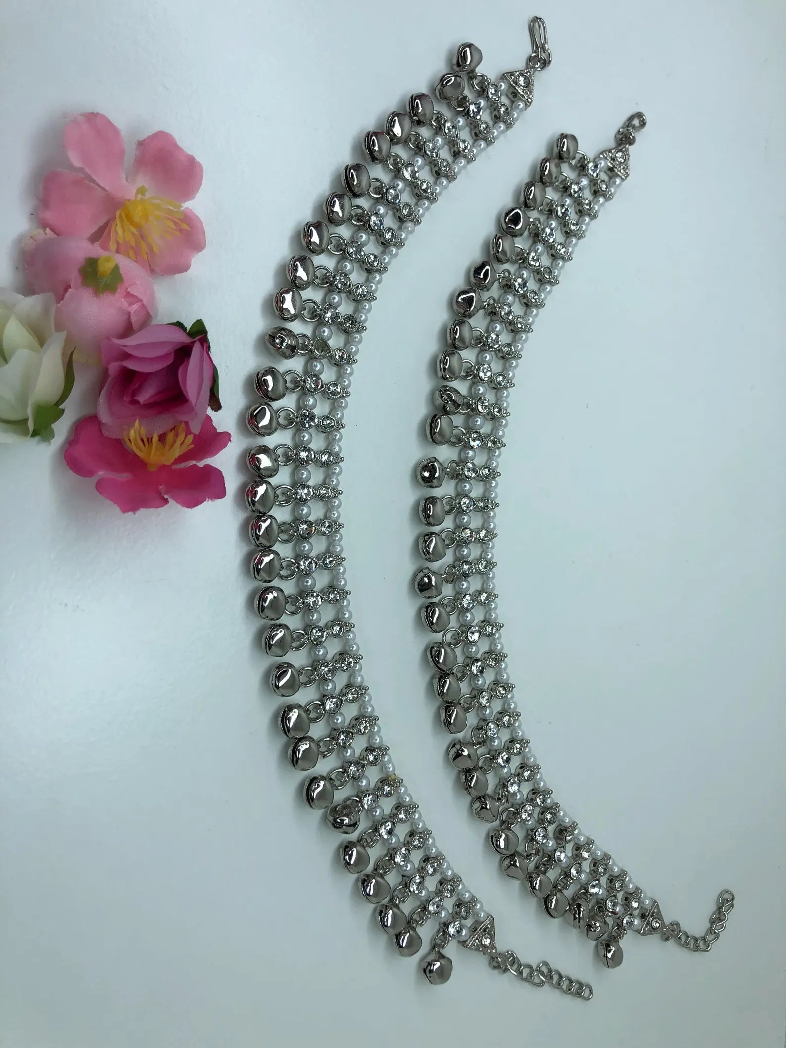 Anklets Pair in silver Colour with Ghungroo Adjustable sizePayalPunjebanJhanjranPremium Quality