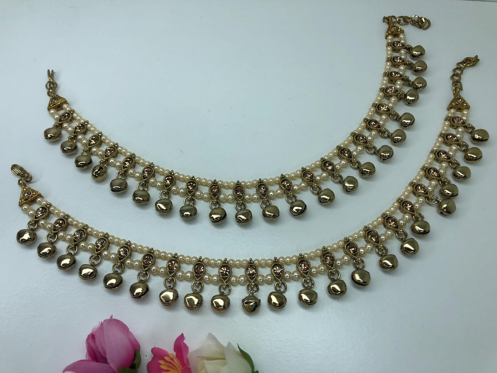 Antique Stone Anklets Pair Adjustable SizePayalJhanjranPunjebanPremiu Quality