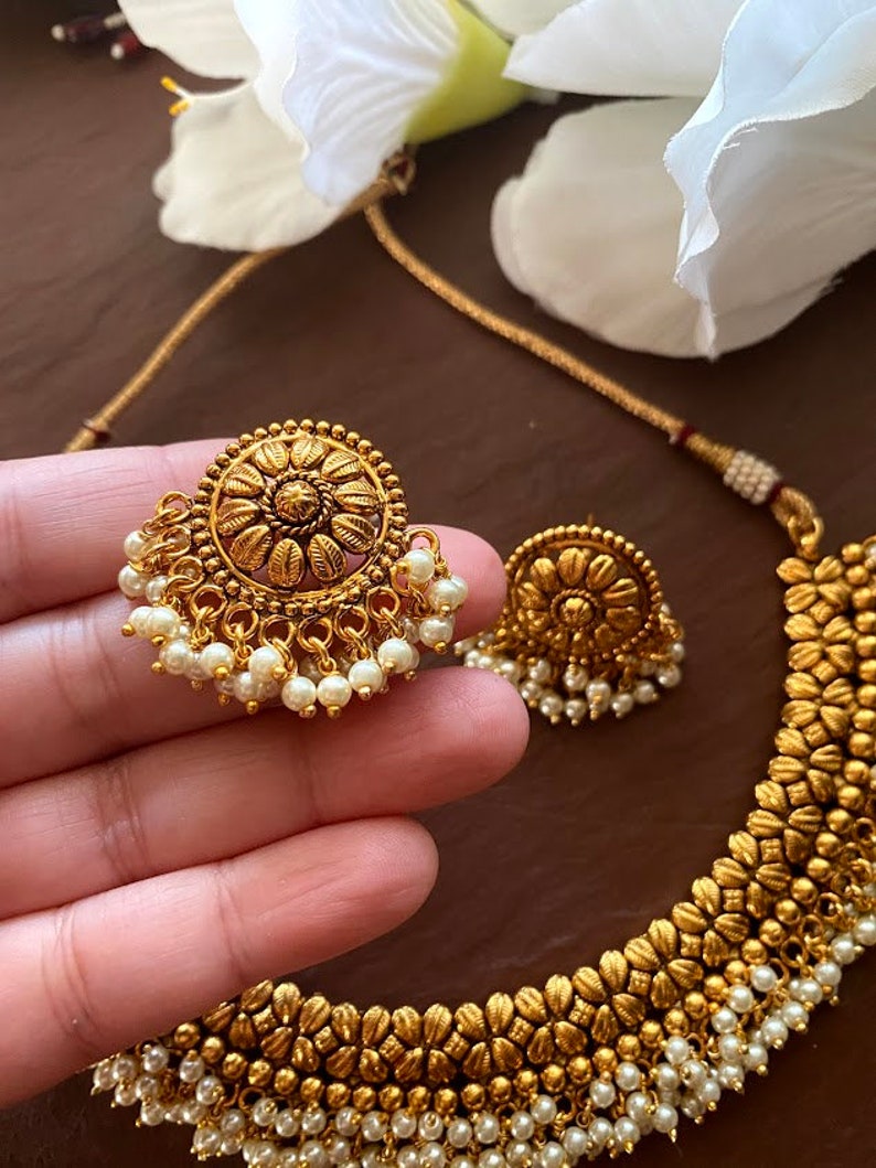 Guttapusalu Pearl Choker_polki Gold Choker Necklace_indian Choker_