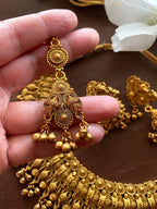 Antique Gold Necklace_indian Choker_south Indian Necklace_ Ganesha Necklace_