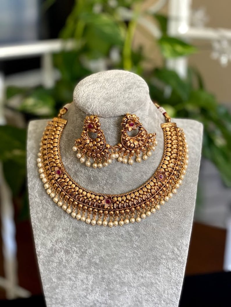 Gold Necklace_ Temple Jewelry_ Indian Necklace_