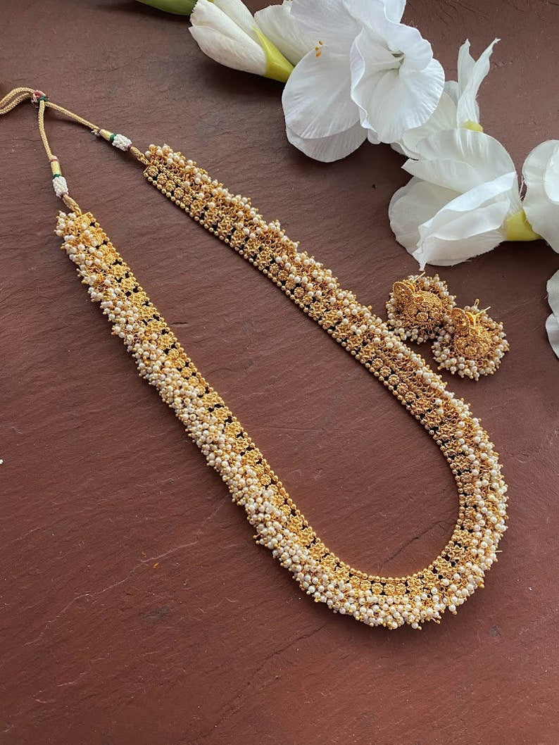 Guttapusalu Long Necklace_temple Necklace_ Gold Long Necklace_