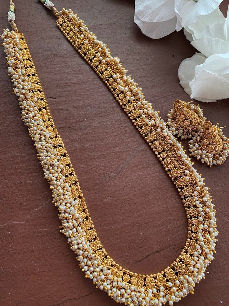 Guttapusalu Long Necklace_temple Necklace_ Gold Long Necklace_