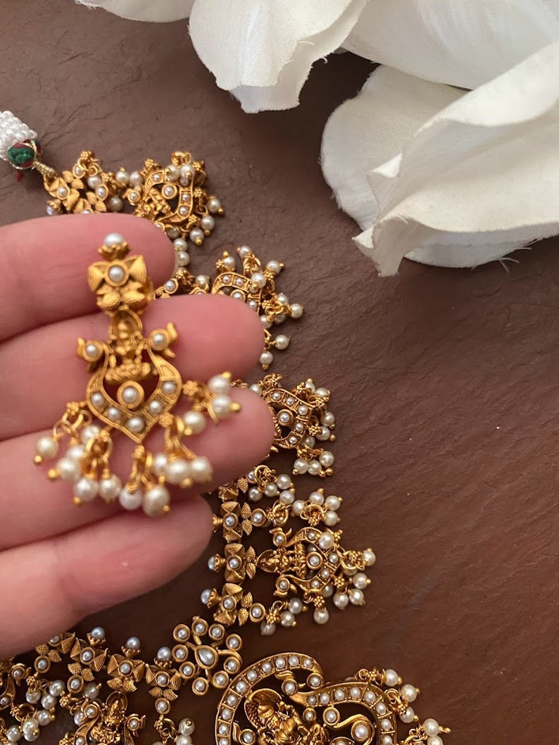 Kemp Choker Necklace_ Guttapusalu Lakshmi Necklace _south Indian Necklace Set_