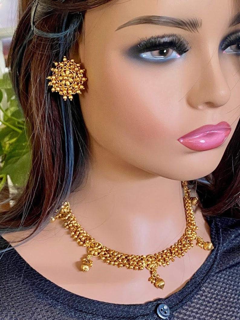 Guttapusalu Necklace_gold Necklace_ Matte Gold Necklace_