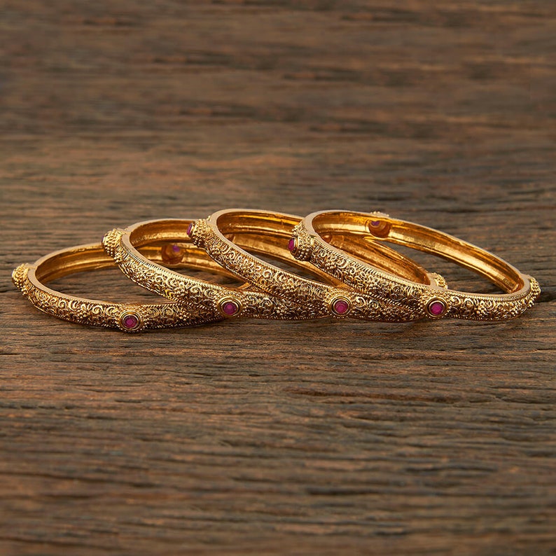 Buy Antique Gold Bangles_ Indian Bangles_ Bangles Set of 4_bridal Bangles_antique Gold Kada