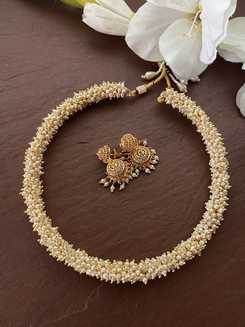 Gold Hasli Necklace _indian Necklace Set_ Indian Choker Necklace_