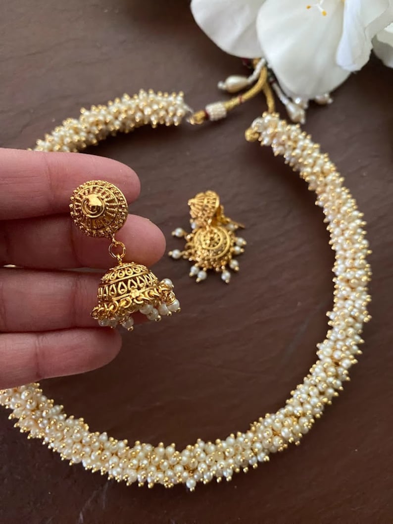 Gold Hasli Necklace _indian Necklace Set_ Indian Choker Necklace_