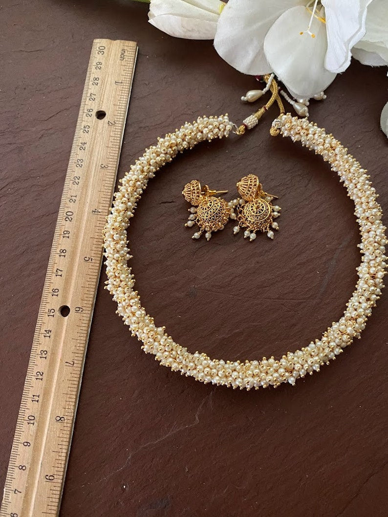 Gold Hasli Necklace _indian Necklace Set_ Indian Choker Necklace_