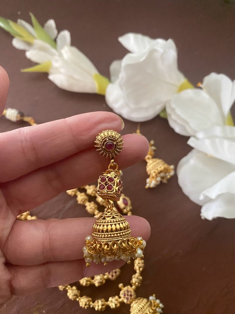 Gold Necklace_3 Layer Indian Necklace _matar Mala_ Gold Ball Necklace_long Gold Necklace_