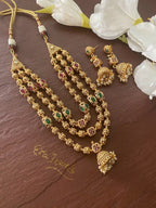 Gold Necklace_3 Layer Indian Necklace _matar Mala_ Gold Ball Necklace_long Gold Necklace_