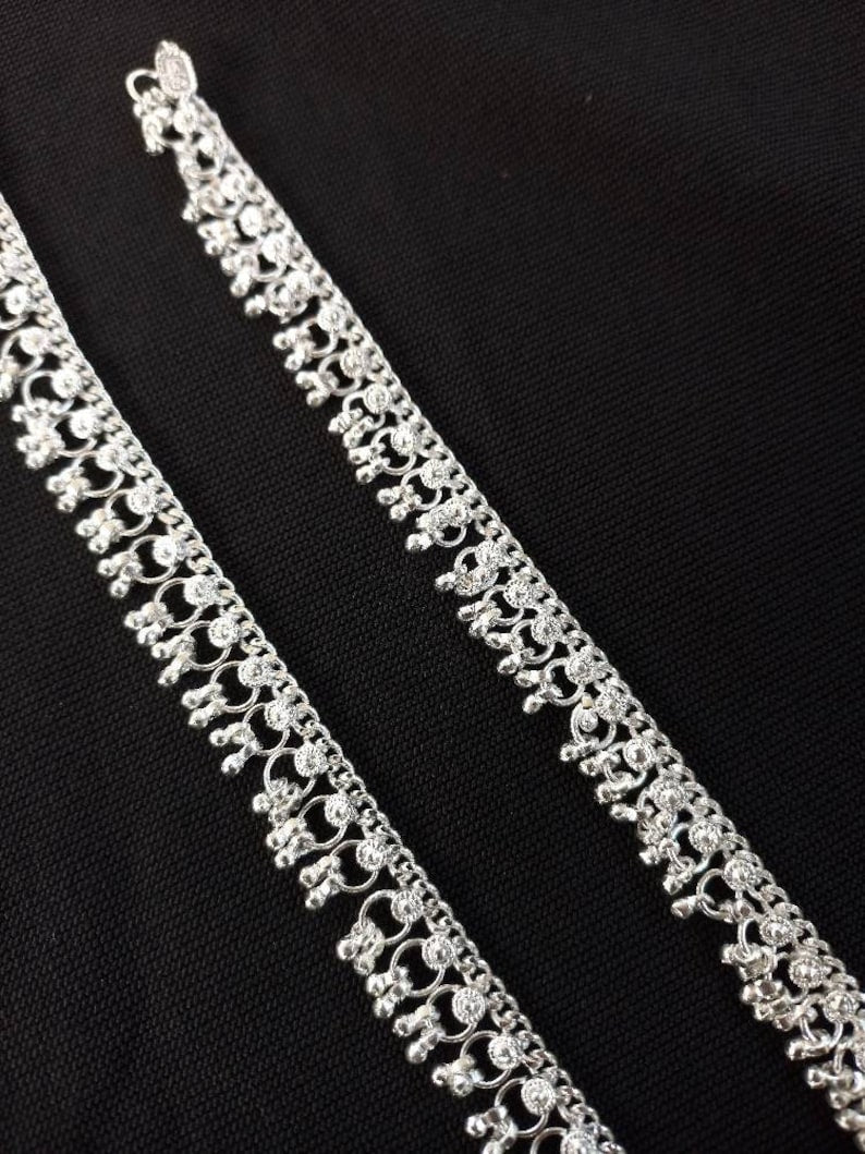 Indian Traditional Ethnic Anklet, Vintage Women Silver Anklet