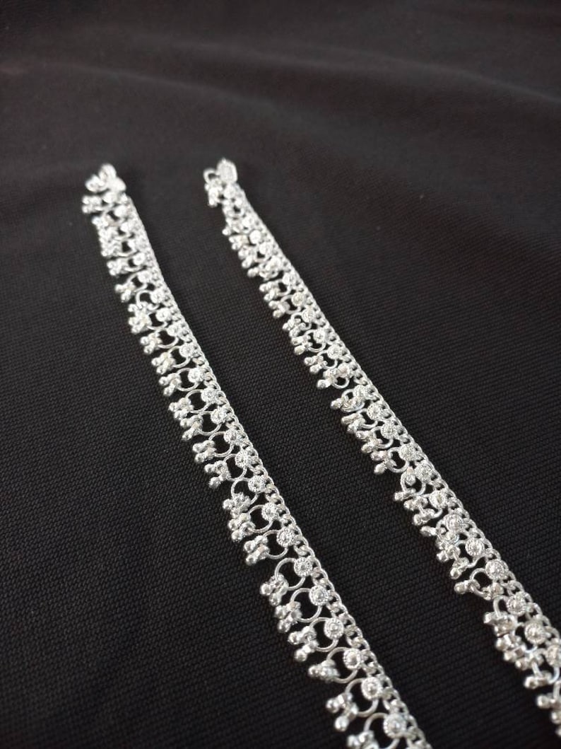 Indian Traditional Ethnic Anklet, Vintage Women Silver Anklet