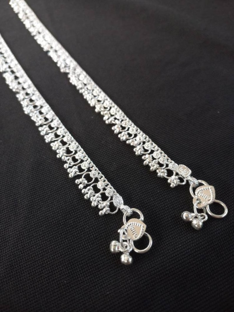 Indian Traditional Ethnic Anklet, Vintage Women Silver Anklet